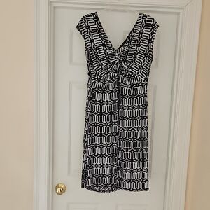 Tiana B. Black and White Patterned Midi Dress